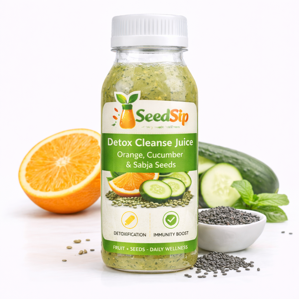 Detox Cleanse Juice – Orange, Cucumber & Sabja Seeds