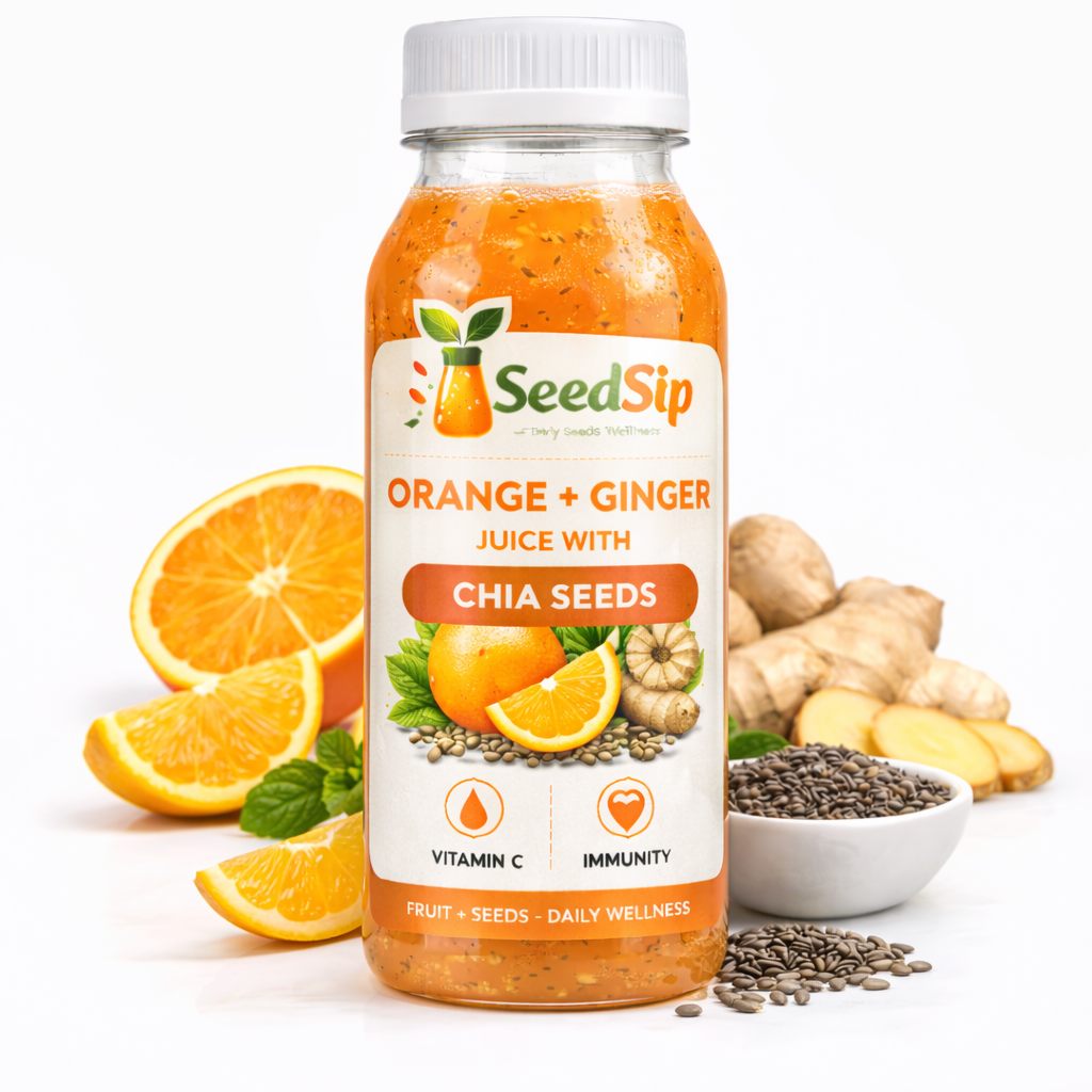 Orange + Ginger Juice with Chia Seeds – SeedSip Superseed Juice