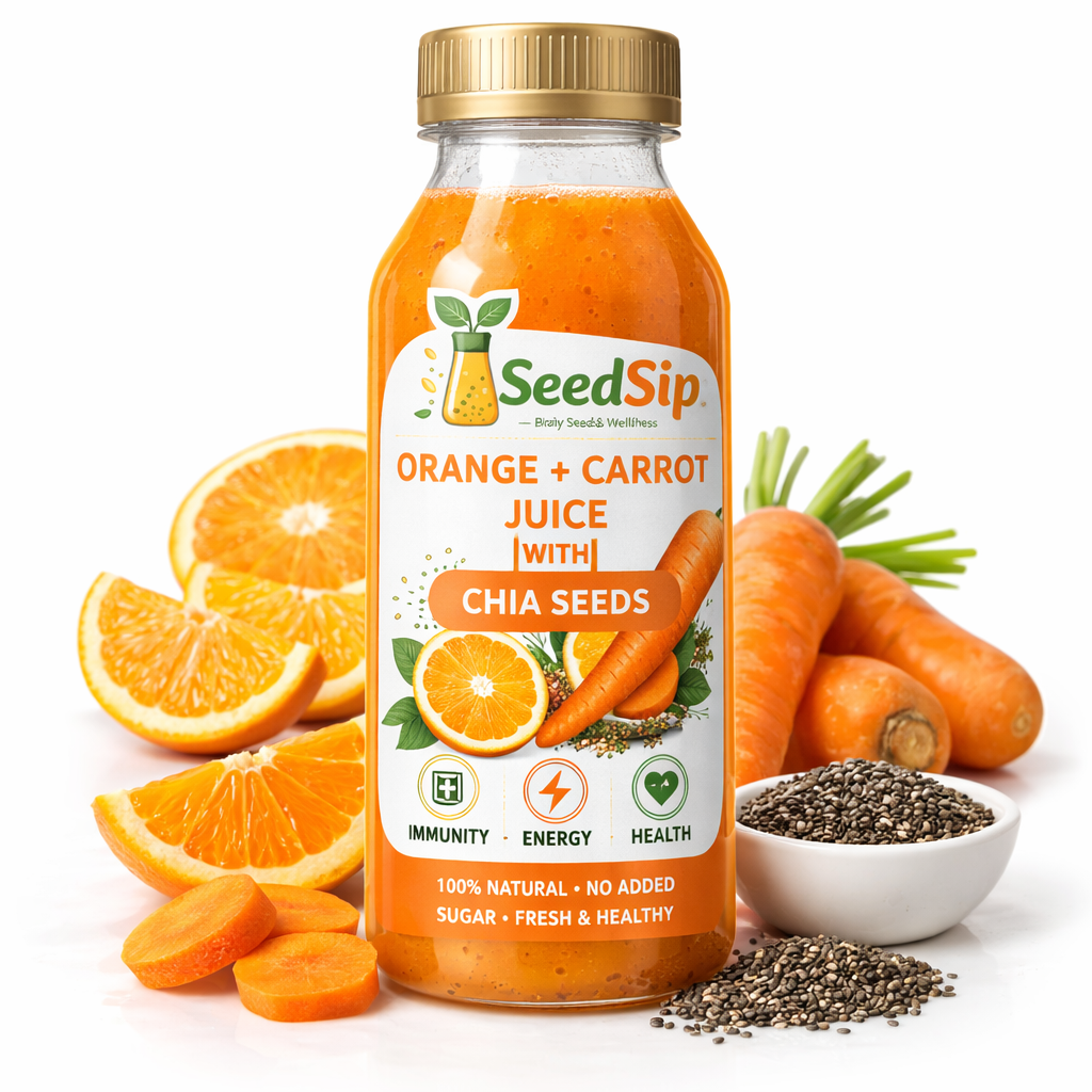 Daily Vital Blend (Orange + Carrot Juice with Chia Seeds)
